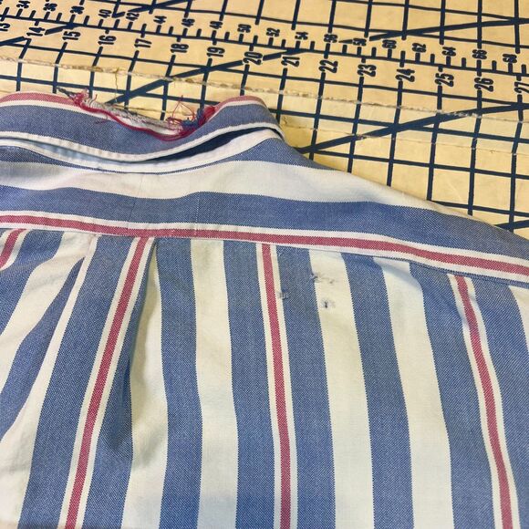 Vtg Ralph Lauren Oxford Shirt Mens L Striped Button Down Blue Red Flesh Pony - Picture 9 of 12